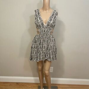 Windsor Cutout V-Neck Mini Gray Dress